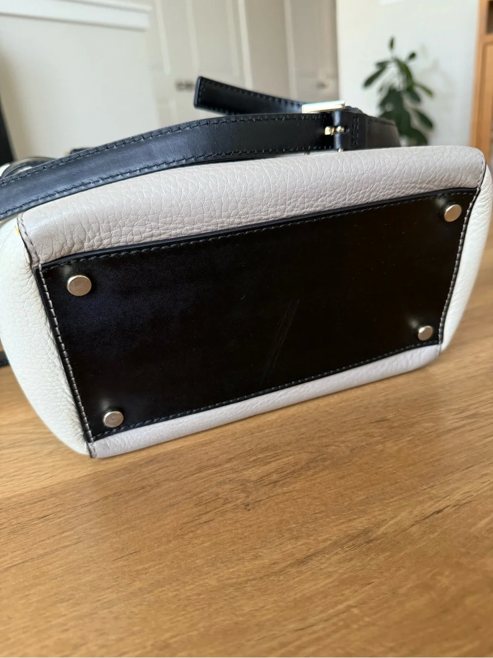 Kate Spade Houston Street Grey Taupe White Two Tone Satchel Handbag